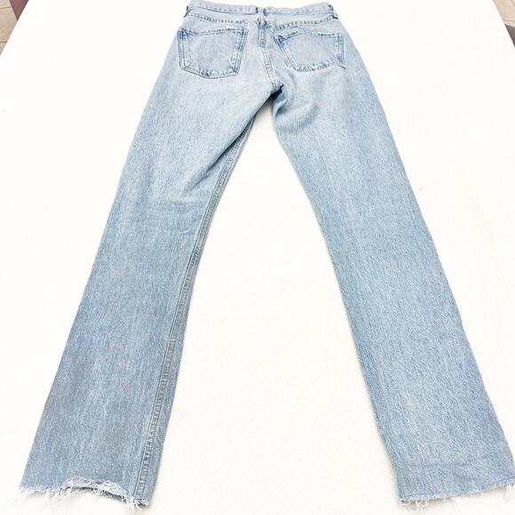 AGOLDE Cherie Jean Light Wash Denim Jeans Zip Fly Raw Hem A084B-811 Size 24 - Picture 3 of 8